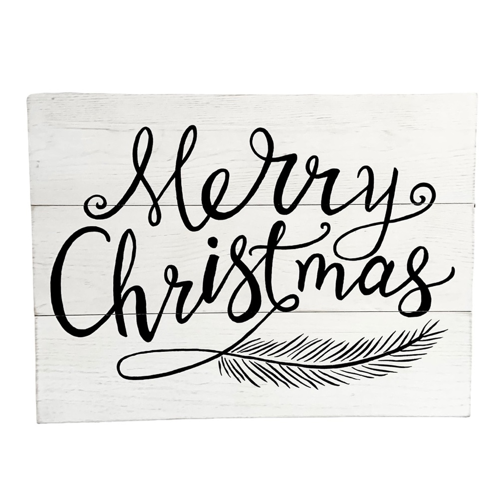 Merry Christmas White Wood Plank Home Wall Decor